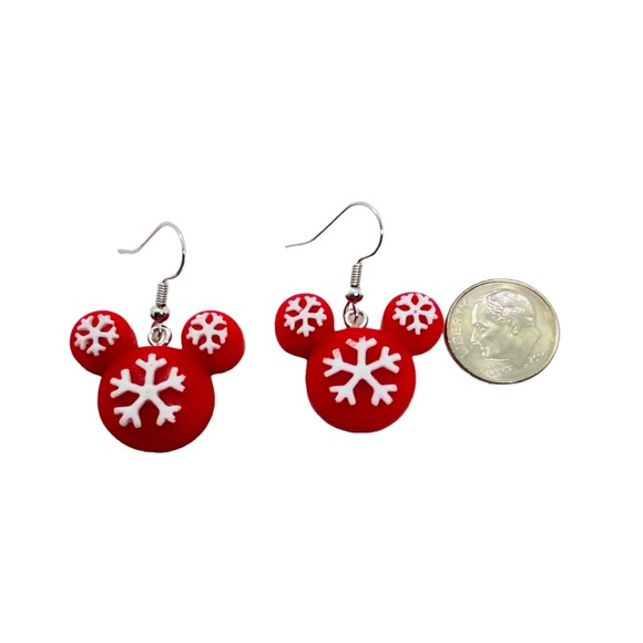 Christmas Mickey Snowflake Holiday Earrings - Picture 4 of 6